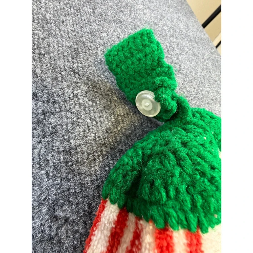 Vintage Christmas Hanging Kitchen Towels Set Santa Snowman Crochet Top 2pc